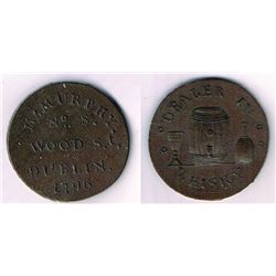 Dublin. 1796 copper farthing token of M. Murphy, 6 Wood Street, "Dealer in Whisky"