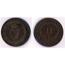 Dublin. Circa 1830 copper token of William Holmes, cutler.