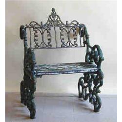 PAIR OF PAINTED WROUGHT IRON BENCHES