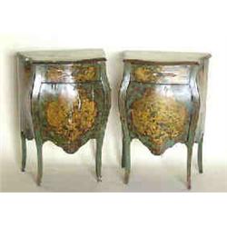 PAIR OF ROCOCO STYLE PAINTED COMMODES