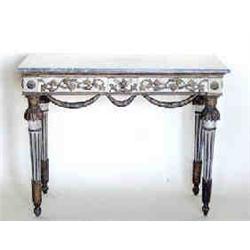 GOOD NEO-CLASSICAL CARVED AND PAINTED CONSOLE TABLE