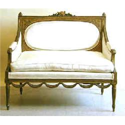 LOUIS XVI STYLE CARVED AND GILTWOOD MARQUISE