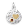 Image 1 : Two Tone Pendant with Heart and Red CZ