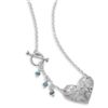 Image 1 : 17" Heart Toggle Necklace with Turquoise Beads