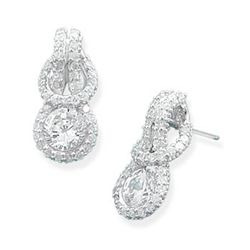 Rhodium Plated CZ Knot Design Earrings