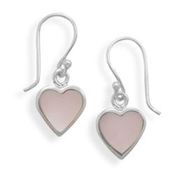 Pink Inlay Shell Heart Earrings