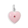 Image 1 : Pink Enamel Heart Charm with Red Crystal