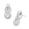 Image 1 : Rhodium Plated CZ Knot Design Earrings