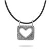 Image 1 : 17.5" Leather Necklace with Heart Slide