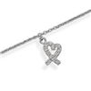 Image 1 : 9"+1"Extension Rhodium Plated Anklet with CZ Heart