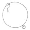 Image 1 : 9" Rhodium Plated Anklet with CZ Heart