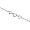 Image 1 : 9"+1" Extension Rhodium Plated Cut Out Heart Anklet