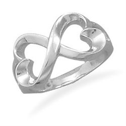 Rhodium Plated Double Heart Ring