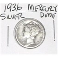 1936 MERCURY SILVER DIME *NICE EARLY SILVER COIN*!! DIME CAME OUT OF SAFE!!