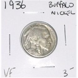 1936 BUFFALO NICKEL RED BOOK VALUE IS $3.00+ NICE EARLY VERY FINE GRADE COIN NICKEL CAME OUT OF SAFE