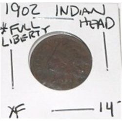 1902 INDIAN HEAD PENNY RED BOOK VALUE IS $14.00+ *RARE FULL LIBERTY EXTRA FINE GRADE COIN*!!