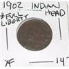 Image 1 : 1902 INDIAN HEAD PENNY RED BOOK VALUE IS $14.00+ *RARE FULL LIBERTY EXTRA FINE GRADE COIN*!!