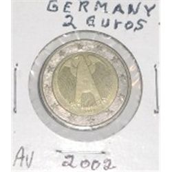 2002 GERMANY 2 EUROS COIN *RARE AU HIGH GRADE* COIN CAME OUT OF PRIVATE EURO COIN COLLECTION!!