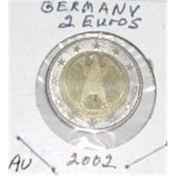 2002 GERMANY 2 EUROS COIN *RARE AU HIGH GRADE* COIN CAME OUT OF PRIVATE EURO COIN COLLECTION!!