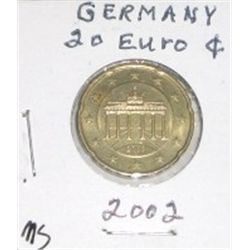 2002 GERMANY 20 EURO CENT COIN *RARE MS HIGH GRADE* COIN CAME OUT OF PRIVATE EURO COIN COLLECTION!!
