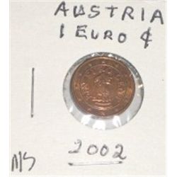 2002 AUSTRIA 1 EURO CENT COIN *RARE HARD TO FIND MS HIGH GRADE* COIN CAME OUT OF PRIVATE COLLECTION!