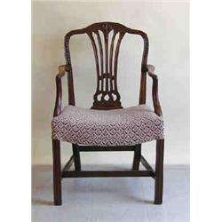 FINE GEORGE III MAHOGANY ARM CHAIR
