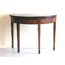 FINE EDWARDIAN PAINTED SATINWOOD GAME TABLE