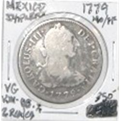 1779 MM/FF MEXICO 2 REALES SILVER *EL CAZADOR* SHIPWRECK COIN WORLD BOOK VALUE IS $350.00+ *EX RARE*