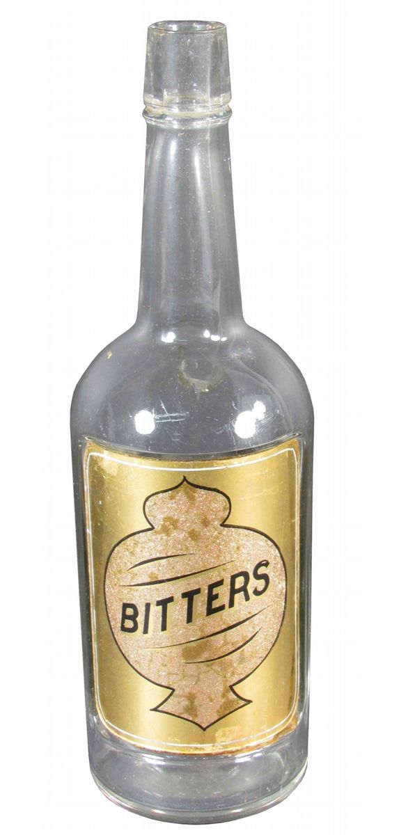 Bitters Label Under Glass Back Bar Bottle