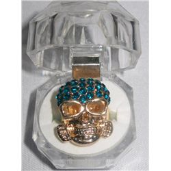 20CTW BLUE SKULL ADJUSTABLE BRASS RING