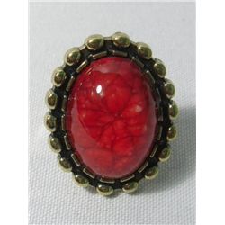 28CTW RED OVAL BRASS RING SIZE 6