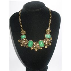 345CTW 5-FLOWER GREENBRASS NECKLACE; 18INCH