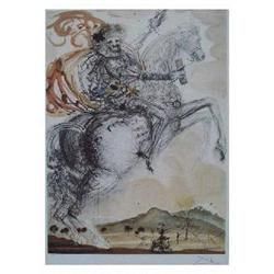 Salvadore Dali " Don Quixote" Lithograph, Ltd. Edition Plate Signed & Numbered, 33"x23" W/COA