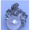 Image 1 : 16.00 CTW WHITE PEARL AND CZ PENDANT