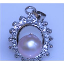 18.90 CTW PURPLE PEARL AND CZ PENDANT