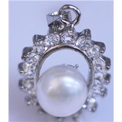 WHITE PEARL AND CZ PENDANT