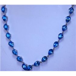 117.0 CTW BLUE TOPAZ PEARSHAPE NECKLACE .925 STERLING S