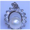 Image 1 : 17.50 CTW WHITE PEARL AND CZ PENDANT