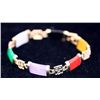 Image 1 : 52.10 CTW MULTICOLOR JADE BRASS BRACELET