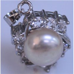 PEACH PEARL AND CZ PENDANT