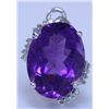 Image 1 : 16.10 CTW AMETHYST AND DIAMOND PENDANT .925 STERLING SI