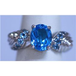 33.25 CTW BLUE TOPAZ RING .925 STERLING SILVER