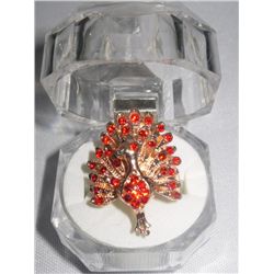 8CTW RED PEACOCK ADJUSTABLE BRASS RING