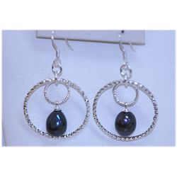 23.45 CTW BLACK PEARL DANGLING EARRING