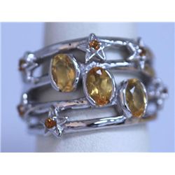 37.25 CTW CITRINE RING .925 STERLING SILVER