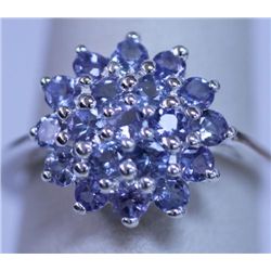 13.10 CTW TANZANITE RING .925 STERLING SILVER