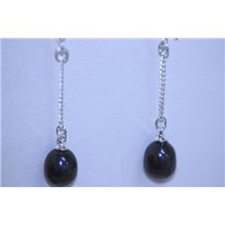 11.70 CTW BLACK PEARL DANGLING EARRING