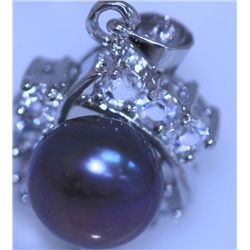 15.30 CTW BLACK PEARL AND CZ PENDANT