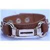 Image 1 : RED-BROWN LEATHER AND ROSED BRASS BRACELET