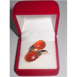 8CTW ORANGE EGGPLANT BRASS RINGSIZE-7